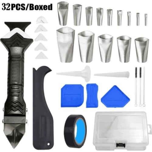 32 Pcs Caulking Tool Kit 3 in 1 Silicone Caulking Nozzle Tools Applicator Finisher Kit Sealant Finishing Set