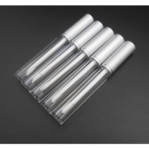 5PCS 3ML Empty Clear Lip Gloss AS Tube Lip Balm Bottle Container Aluminum Silver Cap Plating Cover Pretty 13.7mm X 106mm *FD116