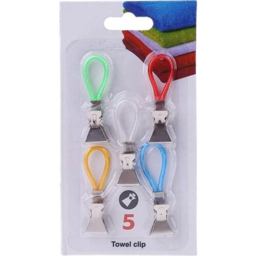 5pcs Tea Towel Clips Pegs Hanger Clothes Hanging on Hook Loops Organizer Kitchen M68E