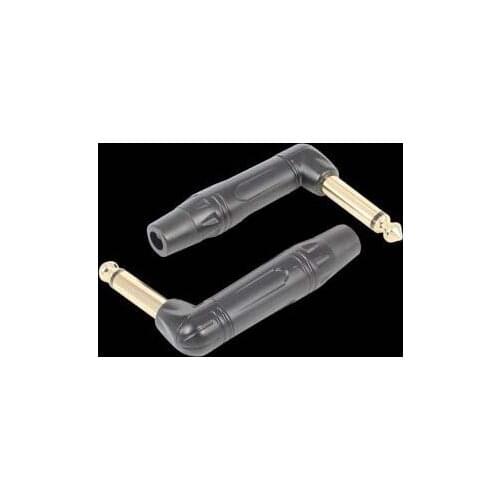 5pcs Elbow Jack 6.35mm Mono Connector 6.5 Plugs Black Gold-plated 90-degree For Electric Guitar Keyboard