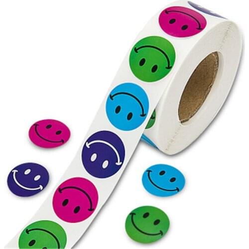 500 Pcs/Roll Sticker 1 inch for Kids Reward Sticker Labels Happy Smile Face Sticker for Kids Toys