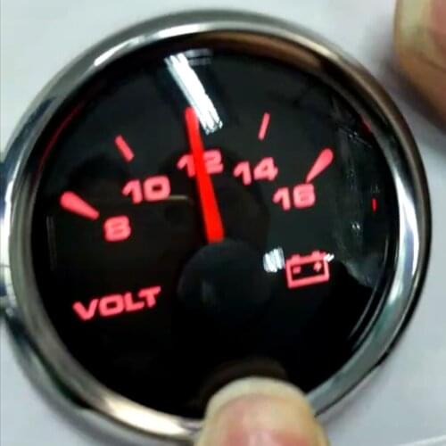52mm Boat Voltmeter Gauge (White Face Dial & Chrome Ring & Red Pointer)