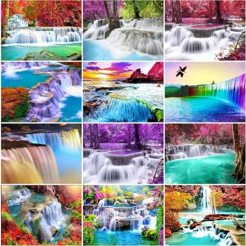 5D Diamond Painting Landscape Full Square/Round Diamond Embroidery Waterfall Scenery Rhinestone Mosaic Needlework Handmade Kit