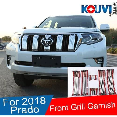 6PCS ABS Chrome Front Grille Trim Sticker Car Styling For Toyota Land Cruiser Prado LC150 2018 2019 Accessories