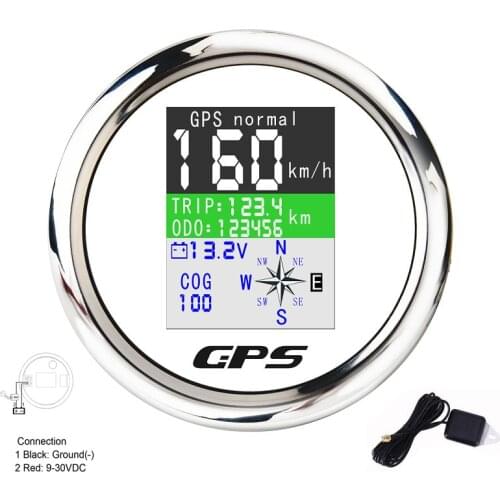 85mm Car Boat GPS Speedometer Gauge Digital COG Trip Voltmeter Gauge 9-32V Display with GPS Antenna & Backlight