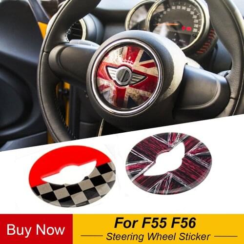 Union Jack Steering Wheel Center Sticker Decals Cover Case for BMW MINI Cooper JCW F55 F56 Interior Decoration Car Styling