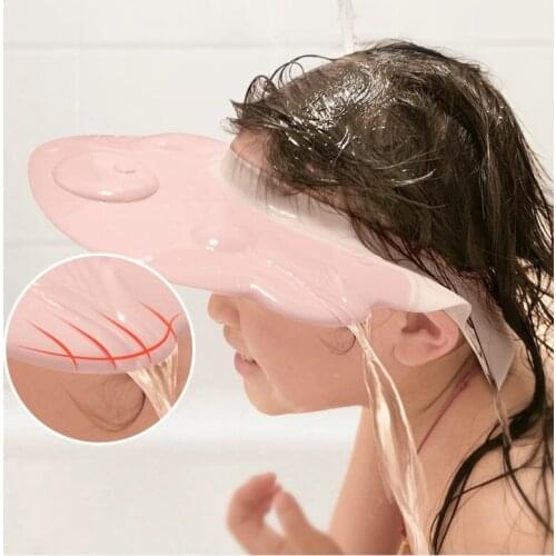 Kids shampoo cap waterproof ear protection artifact child shower stuff baby girl bathing cap adjustable pink blue