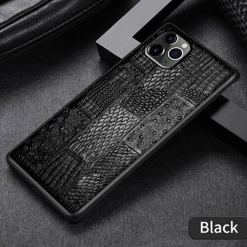 For Iphone 11 12 13 Pro Max Back Cover 7 8 Plus X Xs Xr 12 Mini Crocodile Tail Texture Genuine Leather Cowhide Phone Case