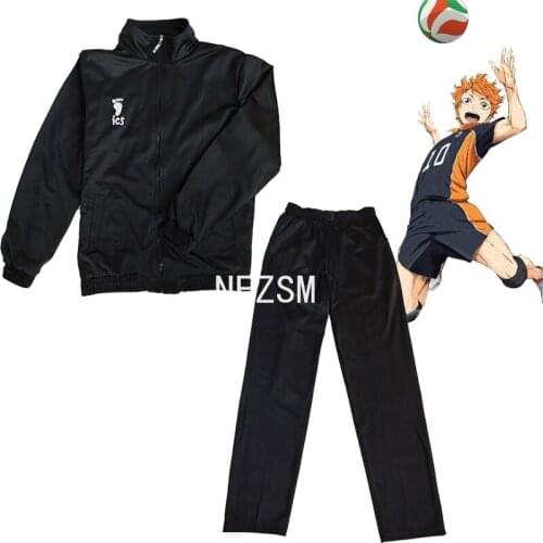 Haikyuu!! Cosplay Costumes Karasuno High School Uniform Hinata Shyouy Volleyball Anime Jacket and Pants One Set