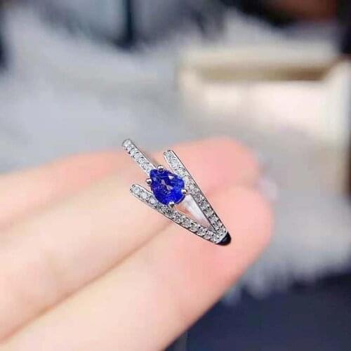 Fine Natural Sapphire/Ruby Simplicity Women’s Ring Real S925 Sterling Silver Fashion Charming Weddings Jewelry MeiBaPJFS