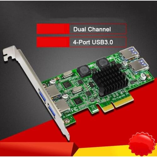 New USB 3.0 PCI-E Card 4 Port USB3.0 5Gbps Dual Channel PCI-E to USB 3.0 Expansion Card Adapter For Desktop Computer Compontens