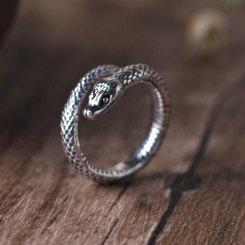 FNJ Animal Snake Ring Vintage 925 Silver New Original S925 Sterling Silver Rings for Womem Jewelry Adjustable size