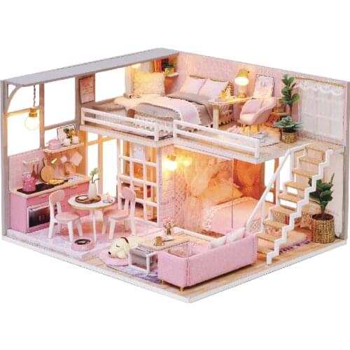 DIY Doll House Furniture Teenage Heart Miniature Dollhouse Toys for Children Cute Family House Casinha De Boneca Lol House