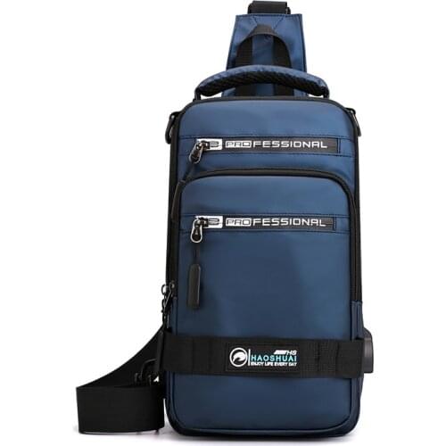 New Mens USB Chest Pack Outdoor Leisure Sports Running Waterproof One-shoulder Cross-body Bag Large Capacity Phone Bags