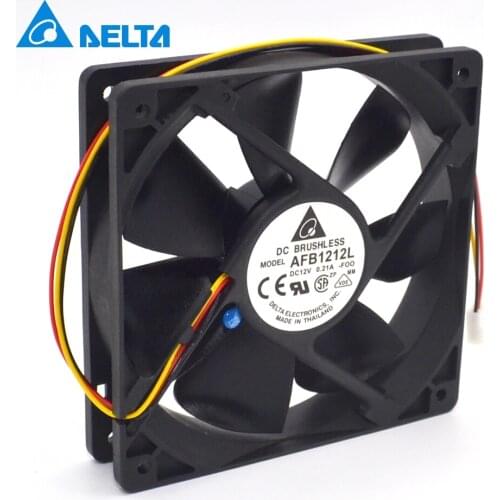Delta New and Original AFB1212L-FOO 12025 120mm 12V 0.021A thermostat speed dual ball bearing cooling fan for 120*120*25mm