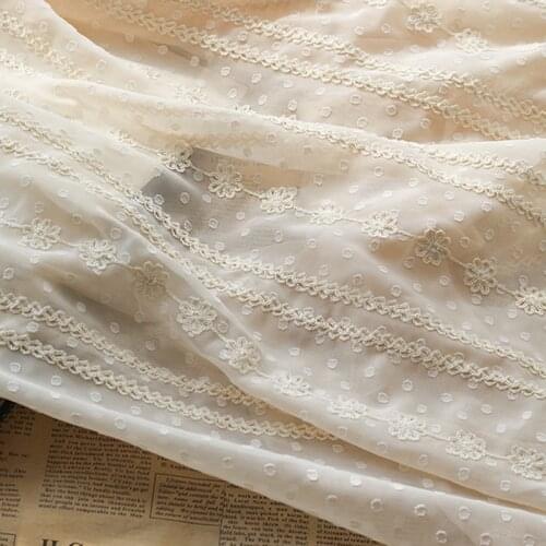 New Chiffon Jacquard Fabric Flower Stripe Geometric Embroidered Fabric for Fashion Dress Shirt Fabric