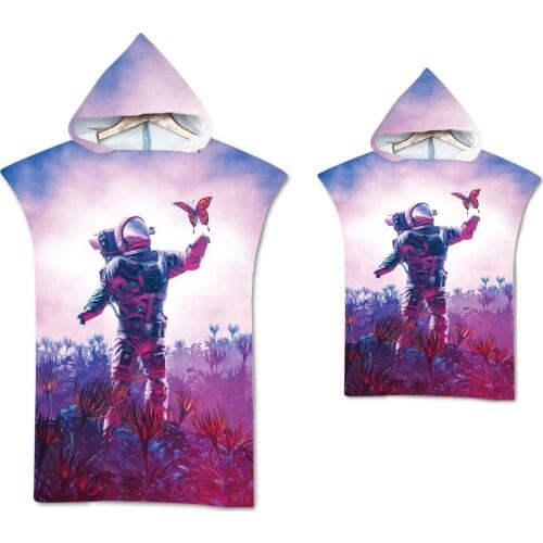 New printed Space Microfiber Fabric Bath Towels Beach Towel Changing Bathrobe Cloaks Hooded Swimming Gym Fitness Bath Towels