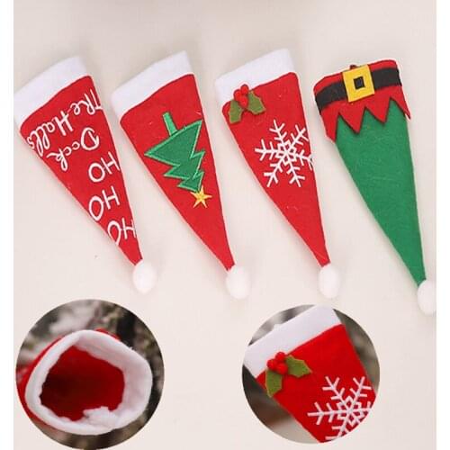 New Year Christmas Gift Tableware Fork Knife Holder Bag Christmas Decorations for Home Dinner Table Decor New