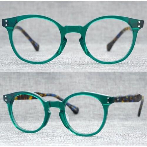 Acetate Glasses Frame Men Women Vintage Round Transparent Clear Eye Glasses Optical Myopia Eyeglasses Frames Man Eyewear Oculos