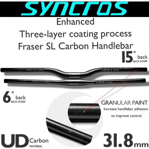 SYNCROS Full Carbon Handlebar Fraser SL Mountain Bicycle MTB Bike handlebar/Flat/Rise Clamp 31.8mm660-740mm back sweep 6°/15