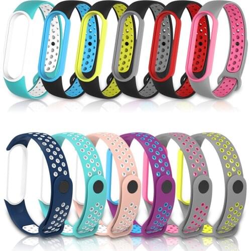 Silicone Watchband For Xiaomi Mi Band 6 Miband 5 Band6 Band5 Smartwatch Strap Sport Double Color Bracelet Replacement Wristband