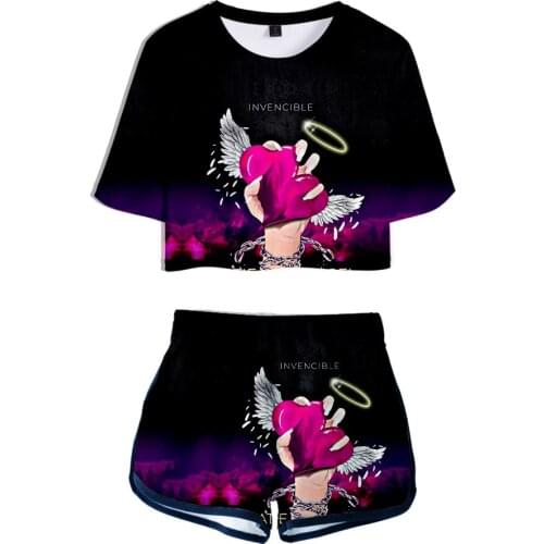 2020 katie angel Dew navel Sport Girls Short Sleeve tracksuit Beautiful Girls Hot Sexy Two Pieces sets 3D T-shirts shorts Pants
