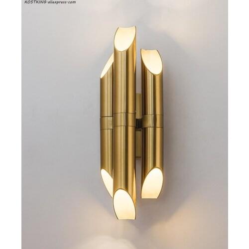 Gold Copper Led Wall lamp Foyer Stair Bathroom Wall Sconce Home Wall Decoration Bedroom LED Wall Light Nordic Light Fixtures