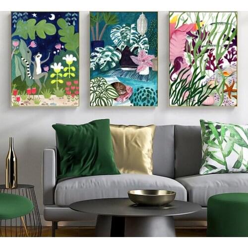 Tiger Raccoon Giraffe Leopard Moroccan Boho Nordic Posters And Prints Wall Art Canvas Painting Wall Pictures For Bedroom Decor