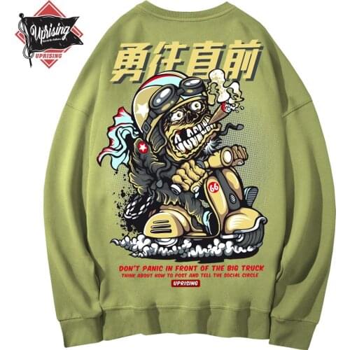 Hoodies, Sweatshirts Street fashion brand traffic accident motorcycle afraid of hip-hop personality European American cartoon