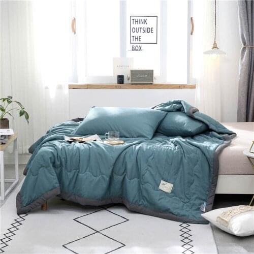 Thin Quilted Quilt Summer Comforter Microfiber Stitching Print Twin Queen Air-Condition Throws Blanket