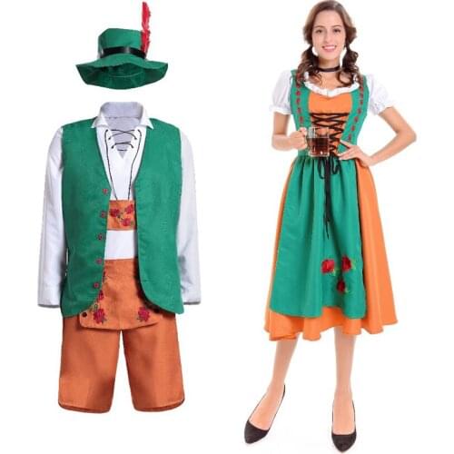 Traditional German Beer Costume Sexy Oktoberfest Festival Carnival Party Fancy Dress Man Women Beer Festival