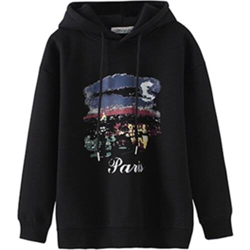 2020 New spring and autumn womens hoodies long sleeve pullover ladies sweatshirt pring black casual fashion tops female