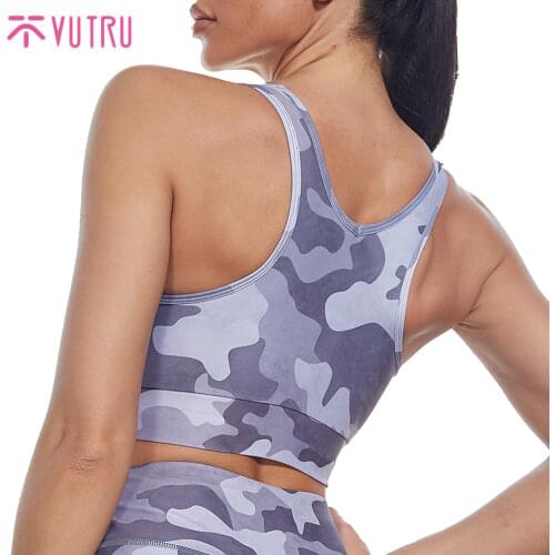 VUTRU Women Print Yoga Bra Elastic Shockproof Padded Gym Running Bra Fitness Yoga Sport Tops Camo Fitness Breathable Bra 2021