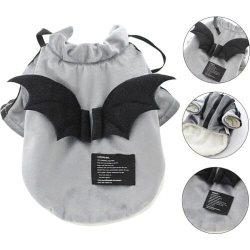 Pet Winter Halloween Clothes Dogs Black Bat Wing Sports Dog Costume Velvet Fleece Inside