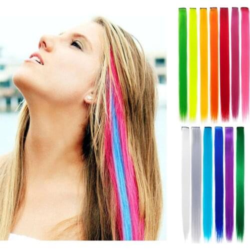 ONYX ONYX Rainbow HairPiece Long 20" Straight Ombre Synthetic Hair Extensions Pure Clip 10 PCS/pack Strips Hairpiece For Women