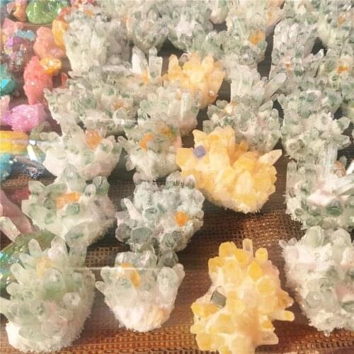 1PCS Green/Yellow/Purple Ghost Phantom Quartz Cluster Rock Stones And Crystals Mineral Reiki Healing Specimen Home Decor