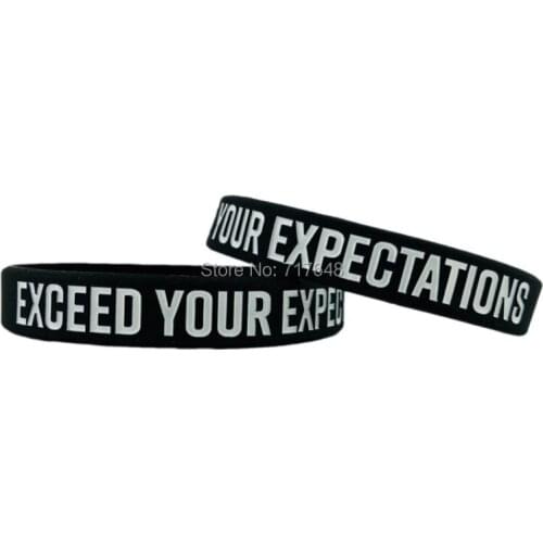 100pcs Inspirational Quote EXCEED YOUR EXPECTATIONS wristband silicone bracelets free shipping by ePacket A
