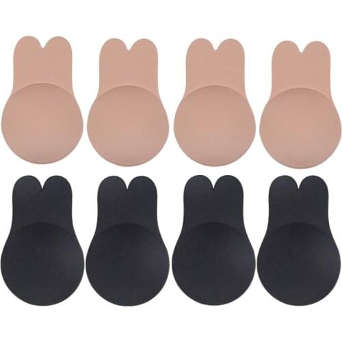 2Pairs Women Push Up Bras For Self Adhesive Silicone Strapless Invisible Bra Reusable Sticky Breast Lift Up Tape Rabbit Bra Pads