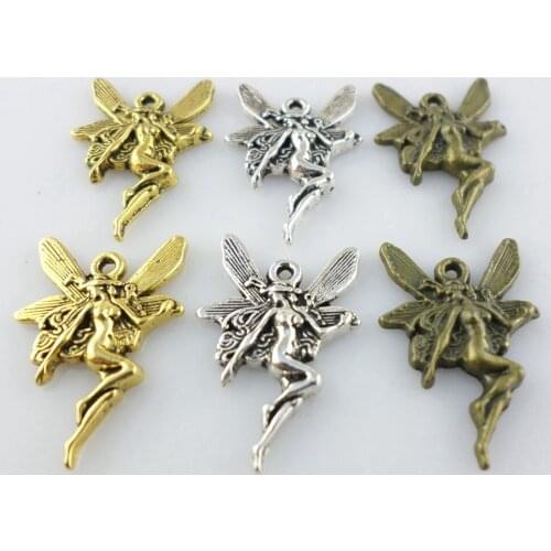 40pcs Tibetan SilverAngel Fairy Girl Charms Pendants 15x21mm Jewelry Findings