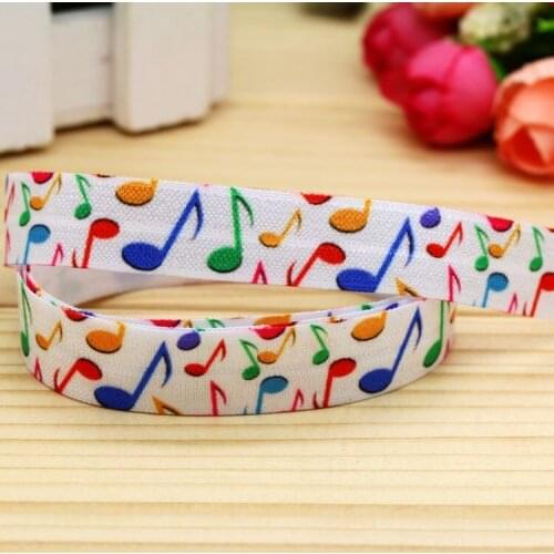 5/8'' Free shipping Fold Elastic FOE musical note printed headband headwear hairband diy decoration wholesale OEM P5368