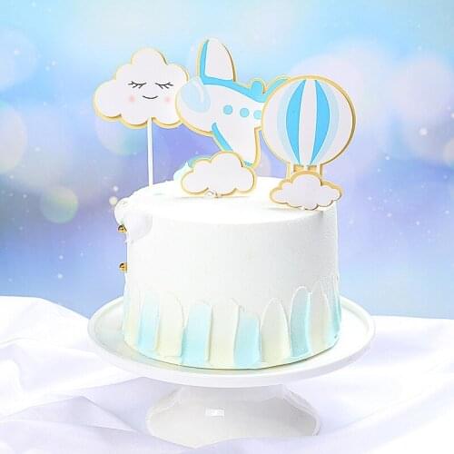 5pcs/Set Colorful Balloon Cloud Cake Topper Baby Shower Birthday Ball Cake Topper Flags Cake Dessert Wedding Decoration