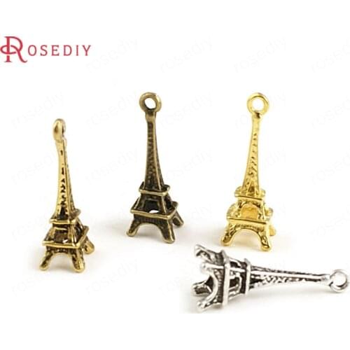 50PCS 23x8MM Antique Zinc Alloy Eiffel Tower Charms Jewelry Making Supplies Diy Findings Accessories
