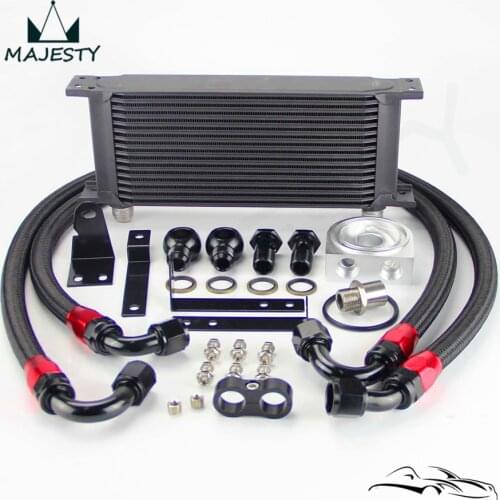 Aluminum 16 Row Engine Oil Cooler with Filter Adapter Kit For S2000 F20 F22