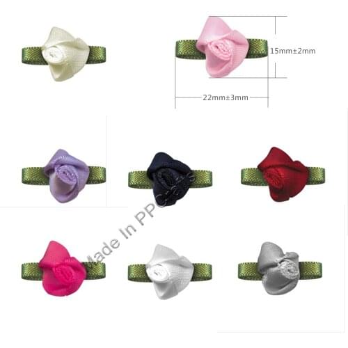 22x15MM Satin Ribbon Foliage Flower With Bead For Packing Cloth Hairbow DIY Crafts 200pcs Free Shipping