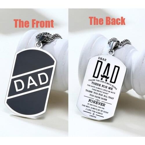 Custom Stainless Steel Dog Tags Pendant Necklaces Family Military Army Cards Jewelry For Dad