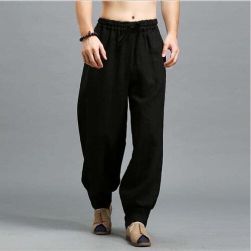 Spring Autumn Fashion Linen Pants For Men Casual Hip Hop Harem Pants Comfort Long Trousers Mens Joggers Pants