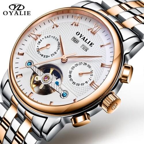 Atieno Top Brand Luxury Mens Watches Stainless Steel Diving Skeleton Sport Tourbillon Automatic Mechanical Wrist Watch For Men