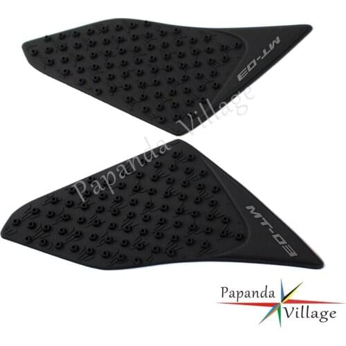Black Motorcycle Rubber Gas Tank Traction Pad Side Fuel Knee Decal Protection for Yamaha MT-03 2015-2016