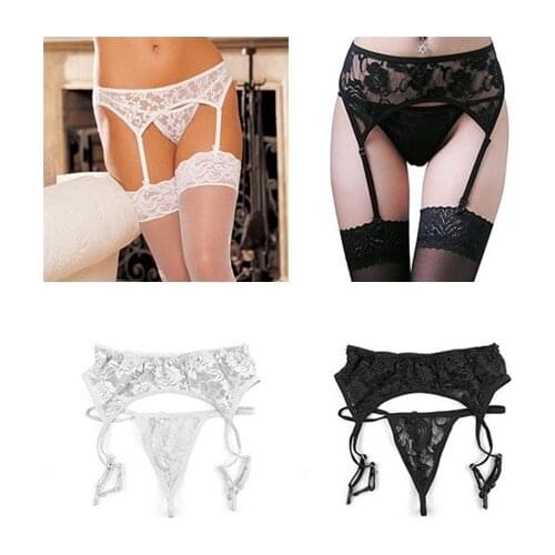 New Women Lace Tighs High Stockings Erotic Lingerie Garter Pantyhose Sexy Stocking Set Sheer Garter Belt Stockings
