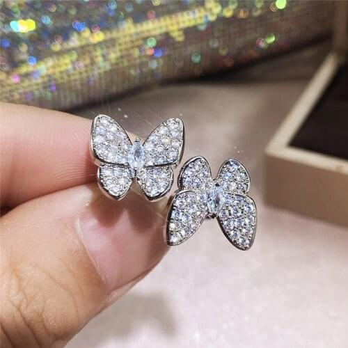 Huitan Aesthetic Butterfly Rings Women Wedding Engagement Party Beautiful Accessories Adjustable Opening Rings Statement Jewelry